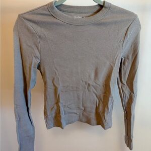 Chocolate Brown Ribbed Long Sleeve Top